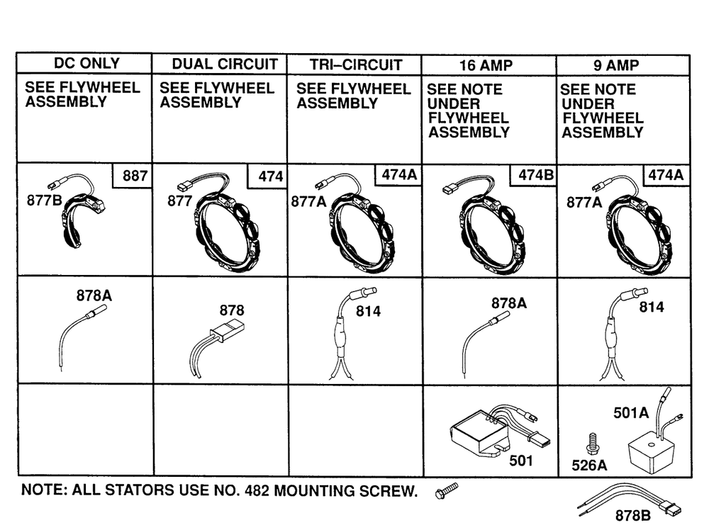 Alternator Chart Diagram and Parts List for 400707-0102-XX  Briggs and Stratton Engine